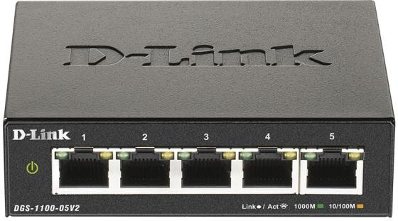 DGS-1100-05V2/A1A Настраиваемый L2 коммутатор с 5 портами 10/100/1000Base-T, RTL {20} (453281)