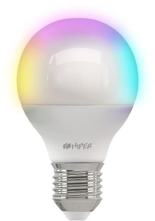 Лампочка: HIPER Smart LED bulb IoT A1 RGB/Умная LED лампочка/Wi-Fi/Е27/Шар А65/Регулируемая яркость и цвет/12Вт/2700К-6500К/1020lm IOT A1 RGB