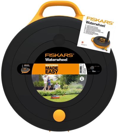 Катушка для шланга Fiskars 1020436 черный/оранжевый шланг в компл. 15м
