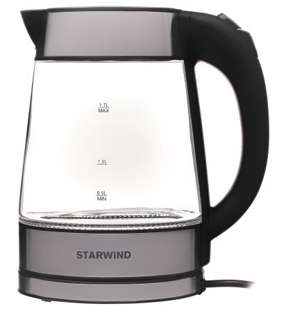 Чайник электрический StarWind SKG3311 2200 Вт серебристый чёрный 1.7 л пластик/стекло