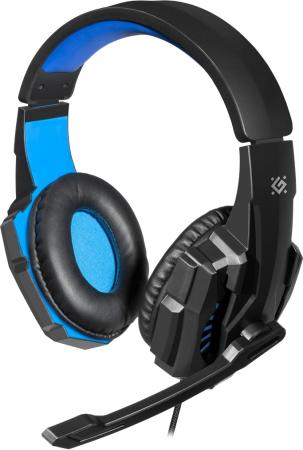 Игровая гарнитура Warhead G-390 LED черный+синий, кабель 1,8 м DEFENDER