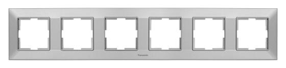 Рамка Panasonic Arkedia Slim WNTF08062SL-RU 6x горизонтальный монтаж пластик серебро (упак.:1шт)