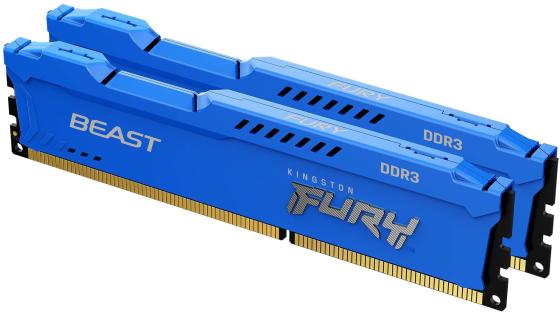 Оперативная память для компьютера 16Gb (2x8Gb) PC3-12800 1600MHz DDR3 DIMM CL10 Kingston FURY Beast Blue KF316C10BK2/16
