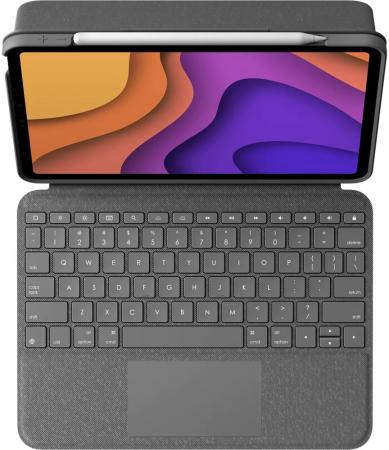 Клавиатура беспроводная Logitech Keyboard Folio Touch for iPad Air (4th gen) Smart Connector серый 920-010000