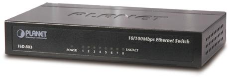 PLANET 8-Port 10/100Mbps Fast Ethernet Switch, Metal