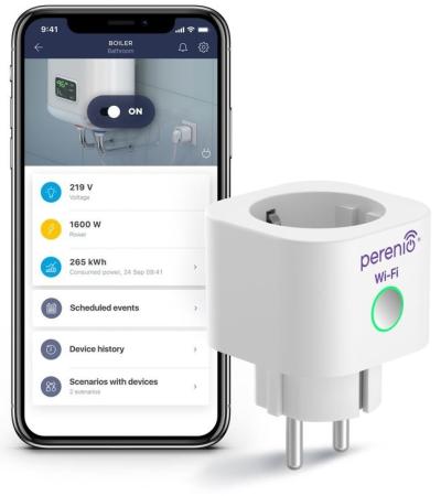 Умная розетка, Smart Power Plug is a device to control remotely via Wi-Fi connected through it load, measure its power and monitor electrical energy consumption. White color, multi language version.. (GD1PEHPL10)