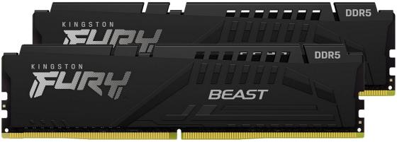 Оперативная память для компьютера 32Gb (2x16Gb) PC5-41600 5200MHz DDR5 DIMM CL40 Kingston Fury Beast KF552C40BBK2-32