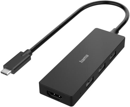 Кабель-разветвитель USB Type-C HAMA H-200113 3 х USB 3.0 HDMI USB Type-C черный