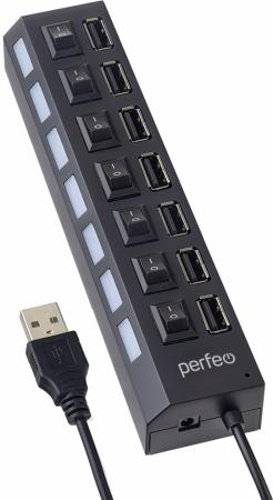 Концентратор USB 2.0 Perfeo PF-H033 7 x USB 2.0 черный