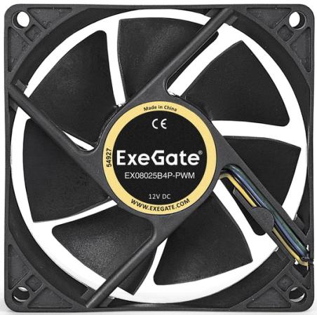 Exegate EX283378RUS Вентилятор ExeGate E08025B4P-PWM, 80x80x25 мм, двойной шарикоподшипник, 4pin, PWM, 22dBA