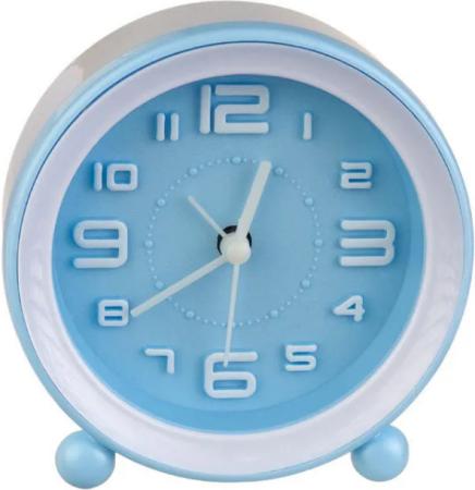Perfeo Quartz часы-будильник "PF-TC-007", круглые диам. 10,5 см, синие
