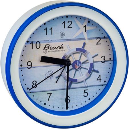 Часы-будильник Perfeo PF-TC-009 белый синий рисунок штурвал