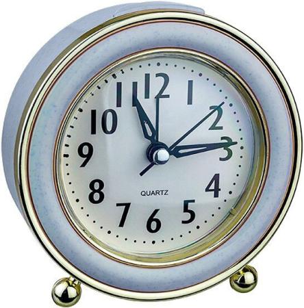 Perfeo Quartz часы-будильник "PF-TC-016", круглые диам. 10,5 см, подсветка, синие