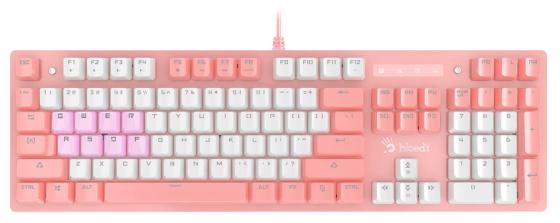Клавиатура проводная A4TECH Bloody B800 USB розовый белый