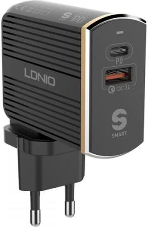 LDNIO LD_B4358 A2502C/ Сетевое ЗУ + Кабель PD/ PD + QC 3.0/ 2 USB Auto-ID/ Выход: 5V_9V_12V, 36W/ Black