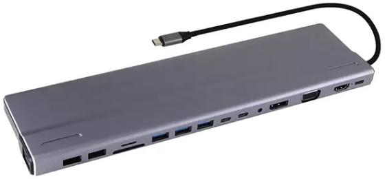 Адаптер TypeC -->3*USB3.0+2*USB2.0+VGA+RJ45+SD+TF+AUD+HDMI+DP+2*USB3.1 Data+PD<CU4703>