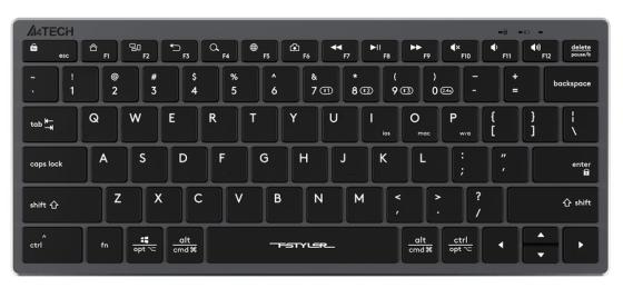 Клавиатура беспроводная A4TECH FBX51C USB + Bluetooth серый