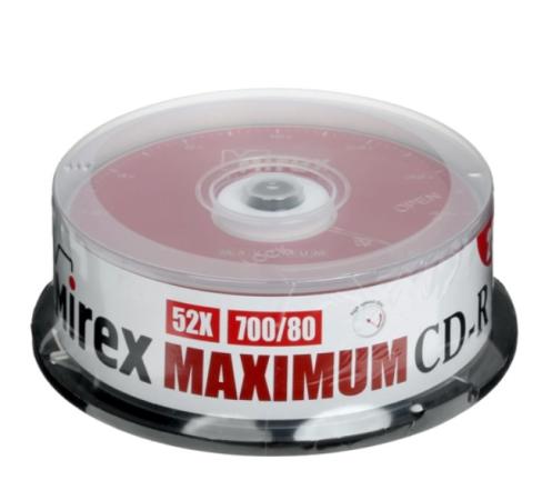 Диск CD-R Mirex 700 Mb, 52х, Maximum, Cake Box (25), (25/300) UL120052A8M