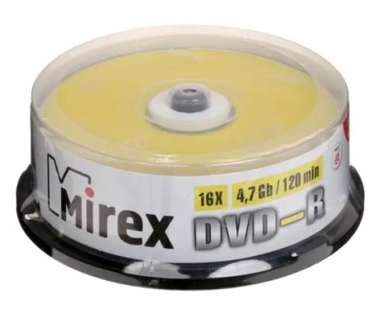 Диск DVD-R Mirex 4.7 Gb, 16x, Cake Box (25), (25/300)