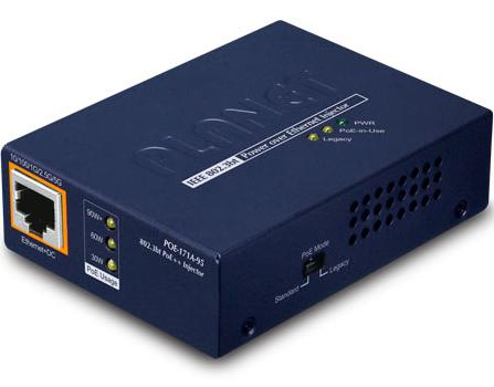 PLANET POE-171A-95 Single-Port Multi-Gigabit 802.3bt PoE++ Injector (95 Watts, 802.3bt Type-4, PoH, Legacy mode support, PoE Usage LED, 10/100/1G/2.5G/5G Data rate) -w/external power adapter