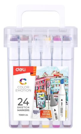 Набор маркеров для скетчинга Deli E70801-24 Color Emotion двойной пиш. наконечник 1мм 24цв. (24шт.)