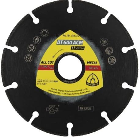 Алмазный диск Отрезной диск Klingspor DT/SUPRA/DT600ACM/S 125 ммx1.3 ммx22.2 мм