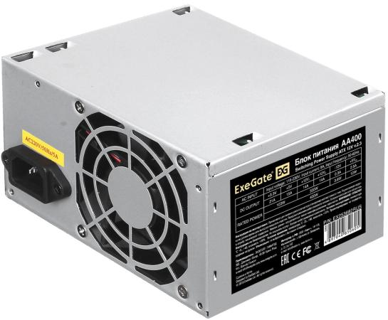 Блок питания 400W ExeGate AA400 (ATX, PC, 8cm fan, 24pin, 4pin, 2xSATA, IDE, кабель 220V в комплекте)