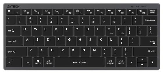 Клавиатура проводная A4TECH Fstyler FX51 USB серый