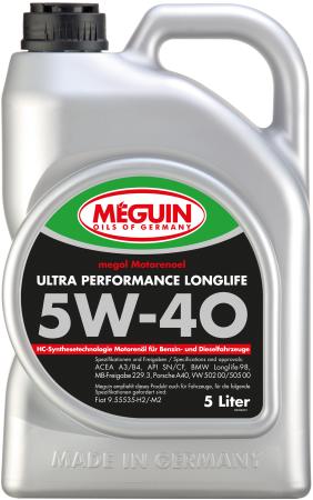 6328 Meguin НС-синт. мот.масло Megol Motorenoel Ultra Performance Longlife 5W-40 CF/SN B4/A3 (5л)