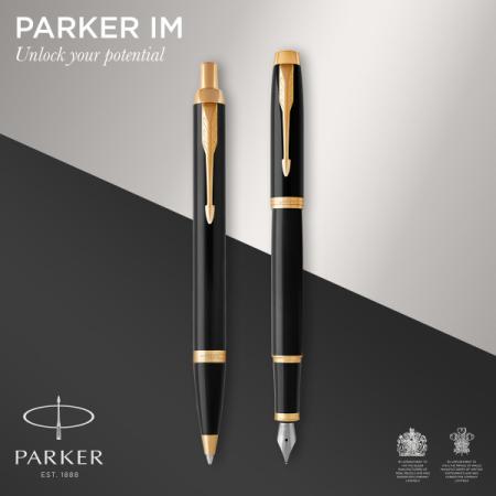 Набор ручек Parker IM Core FK221 (CW2093216) Black GT M сталь нержавеющая подар.кор. ручка перьевая, ручка шариковая