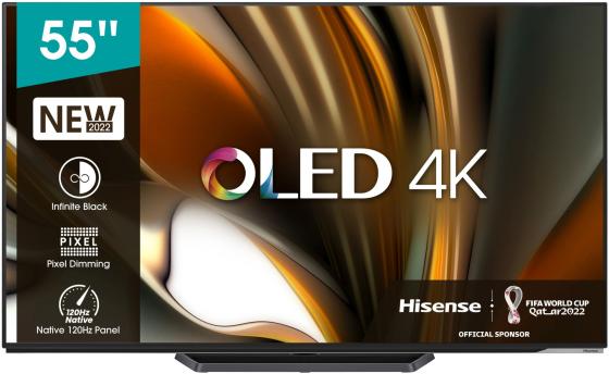 Телевизор LED 55" Hisense 55A85H черный 3840x2160 120 Гц Smart TV Wi-Fi 2 х USB RJ-45 Bluetooth 4 х HDMI