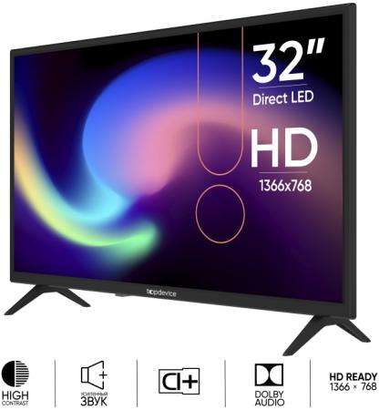 Телевизор LED 32" TopDevice TDTV32BN01H_BK черный 1366x768 60 Гц 3 х HDMI 2 х USB CI