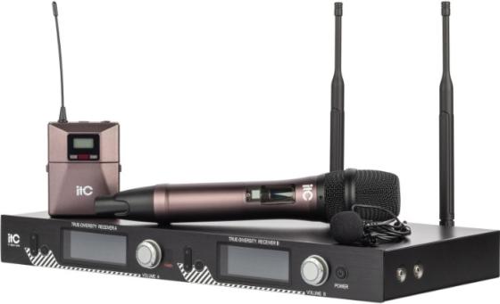Радиосистема [T-521UT] ITC, UHF двухканальная радиосистема с петличным и ручным микрофонами. LCD дисплей. True Diversity. Частотный диапазон 470-510 MHz.