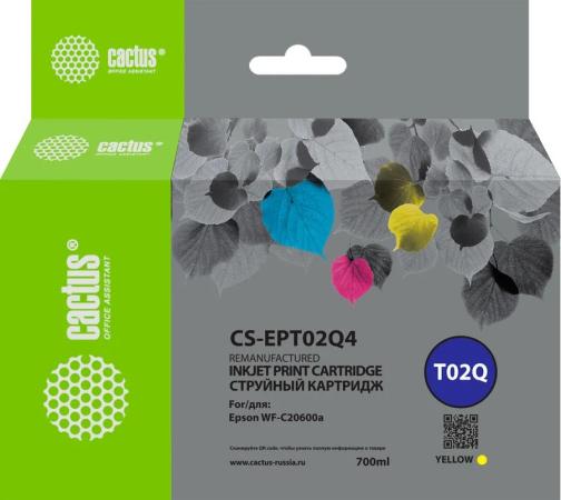 Картридж струйный Cactus CS-EPT02Q4 T02Q желтый (660мл) для Epson WorkForce Enterprise WF-C20600D4TW