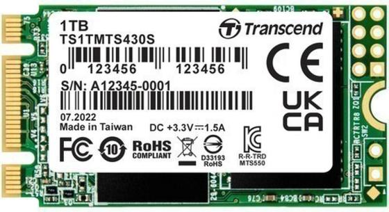 Твердотельный накопитель SSD M.2 1 Tb Transcend TS1TMTS430S Read 560Mb/s Write 520Mb/s 3D NAND TLC