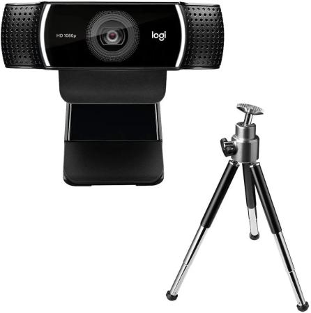 Веб-камера Logitech C922 Pro Stream (Full HD 1080p/30fps, 720p/60fps, автофокус, угол обзора 78°, стереомикрофон, лицензия XSplit на 3мес, кабель 1.5м, штатив) (арт. 960-001089, M/N: V-U0028)