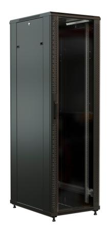 WRline WR-TT-3261-AS-RAL9004 Шкаф напольный 32U, 1610х600х1000 мм (ВхШхГ),  передняя стеклянная дверь со стальными перфорированными боковинами, задняя дверь сплошная, цвет черный (RAL 9004) (разобранный)