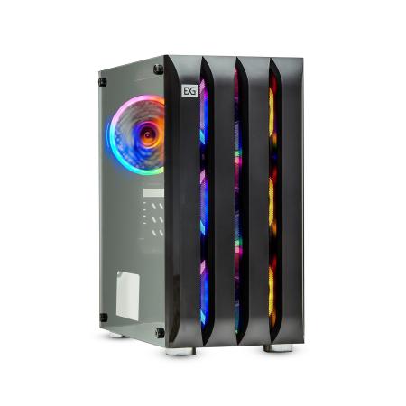 Корпус Minitower ExeGate Mistery R3-NPX400 (mATX, БП 400NPX с вент. 12 см, 2*USB+1*USB3.0, аудио, черный, 4 вент. 12см с RGB подсветкой, боковая панель - закаленное стекло)
