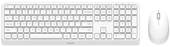 Philips Беспроводной Комплект SPT6307W(Клавиатура SPK6307W+Мышь SPK7307W) 2.4GHz 104 клав/3 кнопки 1600dpi, русская заводская раскладка, белый