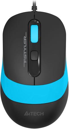Мышь A4Tech Fstyler FM10S черный/голубой оптическая (1600dpi) silent USB (4but)
