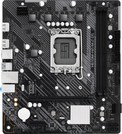 Материнская плата Asrock H610M-H2/M.2 D5 Soc-1700 Intel H610 2xDDR5 mATX AC`97 8ch(7.1) GbLAN+HDMI