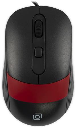 Мышь Oklick 310M, оптическая, проводная, USB, черный и красный [1869102]
