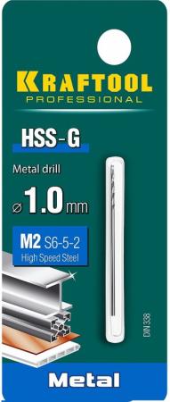 KRAFTOOL HSS-G, 1.0 х 40 мм, сталь P6M5, сверло по металлу (29651-1)