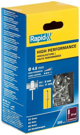 RAPID R:High-performance-rivet, 4.8 х 14 мм, 300 шт, алюминиевая высокопроизводительная заклепка (5001437)