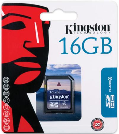 Карта памяти SDHC 16GB Class 4 Kingston SD4/16GB