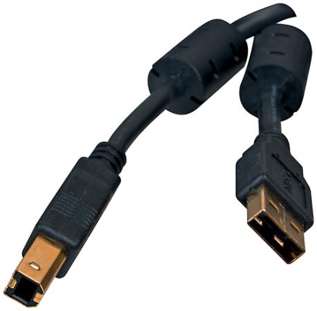 Кабель USB2.0 профессиональный AM-BM 3.0m, 2x ферритовых фильтра, экран, покрытие Gold flash