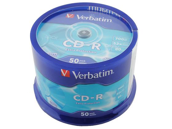 Диски CD-R Verbatim 700Mb 52x CakeBox 50шт 43351