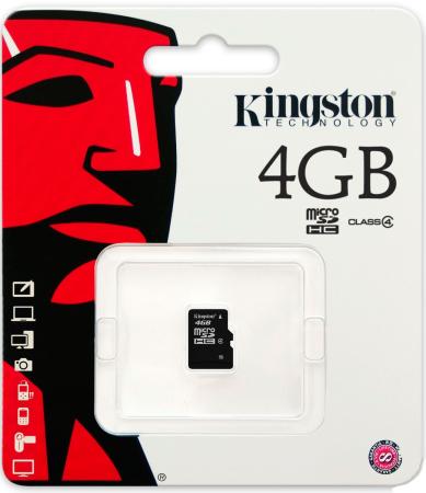 Карта памяти Micro SDHC 4GB Class 4 Kingston SDC4/4GBSP