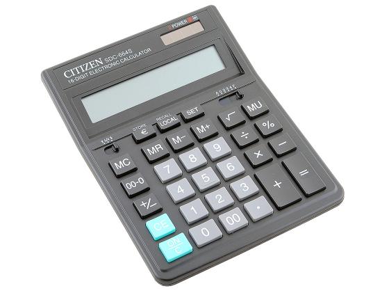 Калькулятор Citizen SDC-664S двойное питание 16 разрядов налог наценка конвертер черный