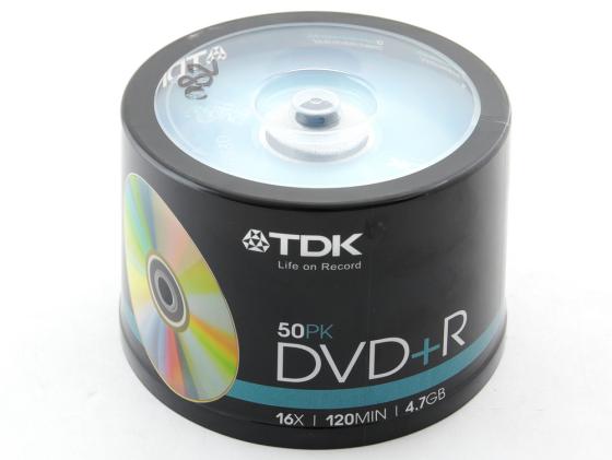 Диски DVD+R 16x 4.7Gb CakeBox (50шт) TDK 19444